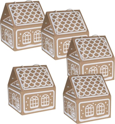 Kerstcadeauverpakking, huis met witte opdruk 30x30x35 cm