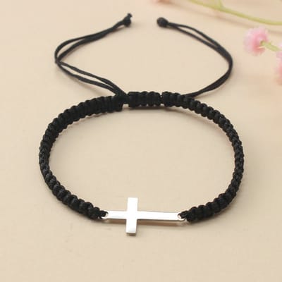 VANDAAG VERZONDEN - Armband - Cor&Sinho® - Kruis - Christelijk - Handmade - Zwart