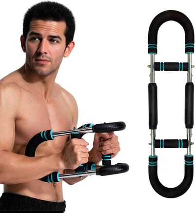 Buighalter Borsttrainer - Kracht Twister - Thuis Trainen - 3 Weerstandsniveaus - 16 kg - Zwart Blauw