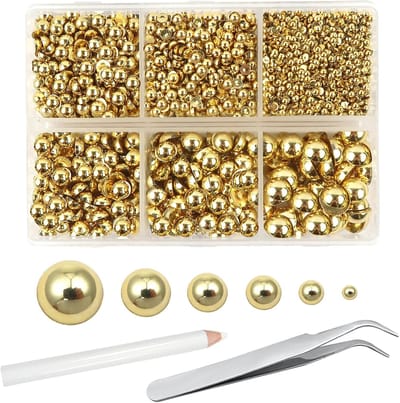 Kralen Goud Platte Rug Parel Halve Ronde Kunststof Kralen 2 mm 3 mm 4 mm 5 mm 6 mm 8 mm voor Decoraties Scrapbooking Nail Art doe-het-zelf Handwerk Modesieraden