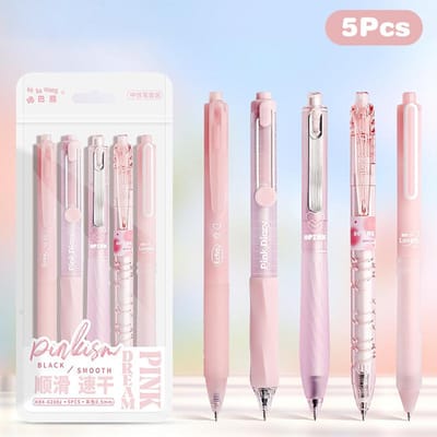 5 stuks Mode Gelpennenset Effen Kleur Schattig Sneldrogend Neutrale Pennen Mooie Studenten Schrijfwaren School Kantoor Benodigdheden roze
