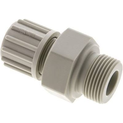 16x10mm & G3/4'' PP Rechte Knelfitting Buitendraad 10bar Kunststof en Polyamide