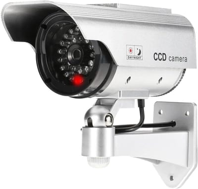 Bewakingscamera Dummy - Afschrikcamera Nepcamera - Buitenbeveiliging - Zonne-energie Oplaadbaar - 23x9x15 cm - Zilver