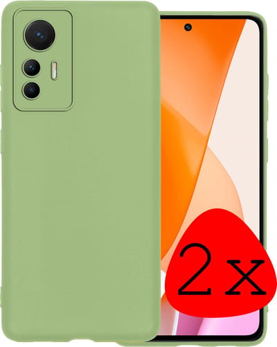 Hoesje 2 Stuks - Geschikt voor Xiaomi 12 Lite - Sterk & Shockproof - Case Siliconen - Back Cover - Telefoon Hoes - Groen
