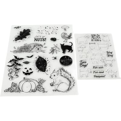 2 stuks Clear Stamps Pompoen Herdershond Patroon TPR Transparante Decoratieve Kaart Maak Stempels voor DIY white