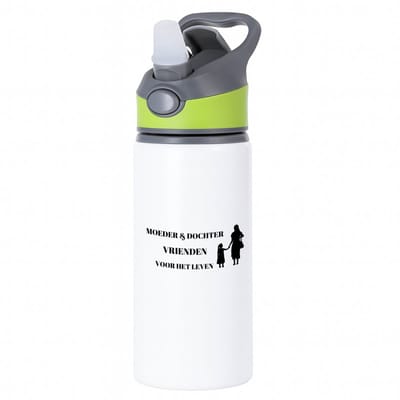 Hacebo® - moeder en dochter vrienden voor het leven waterfles met rietje groen - Dochter - moeder/dochter - Moeder cadeautjes - moederdag - verjaardag - geschenk - kado - dochter - dochter artikelen - verjaardag dochter - water fles - 650ML