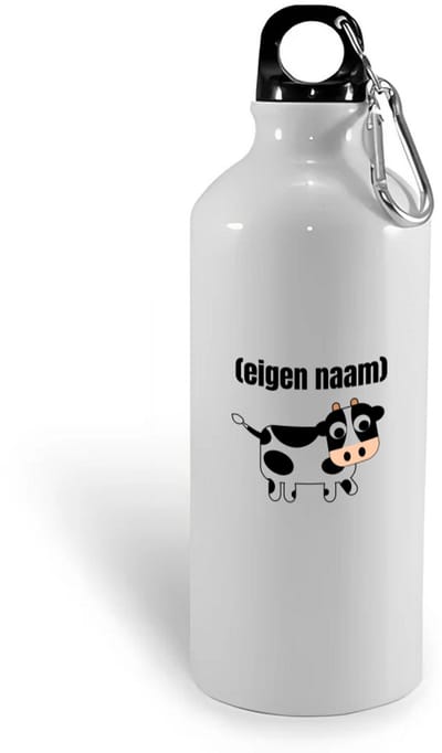 Hacebo® - kleine koe met eigen naam waterfles - Koe - boeren/koeien liefhebbers - iemand die houdt van koeien - verjaardag - cadeau - kado - geschenk - water fles - 400ML