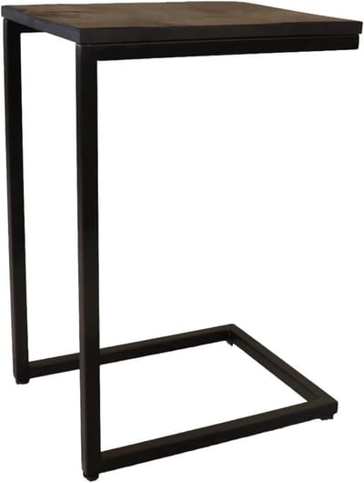 Bijzettafel Jerry - Mangohouten Tafel - Laptop Gebruik - Gemakkelijke Montage - 55 cm - Zwart