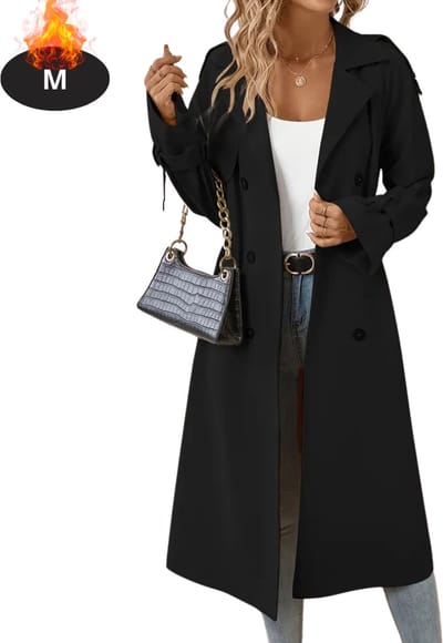 Livano Mantel Dames - Tussenmantel - Jas - Mantelpakje - Trenchcoat - Overjas - Overcoat - Winter - Zwart - M