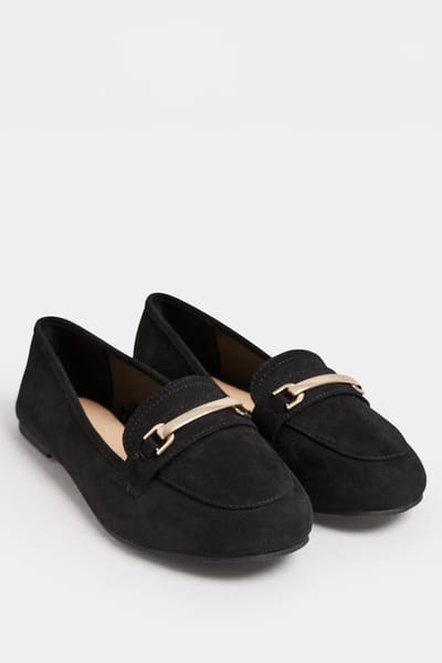 Yours Loafers Met Gespdetail In Een Extra Brede Pasvorm In Imitatiesuède Zwartsize 38EEE