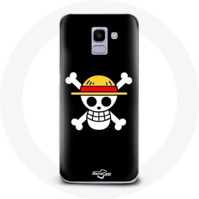Case voor Samsung Galaxy A8 2018 One Piece Manga Skull Zwarte Achtergrond