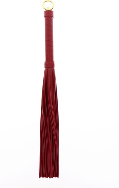 Luxe Zweep 47 cm - Voor BDSM, SM en Bondage - Flogger - Gemaakt van PU-Leer en Nikkelvrij Metaal - SM Zweepje - Sex Whip - Rood / Goud