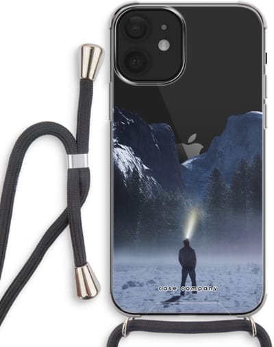 Case Company® - Hoesje met koord geschikt voor iPhone 12 mini hoesje met Koord - Wanderlust - Telefoonhoesje met Zwart Koord - Bescherming aan alle Kanten en Over de Schermrand