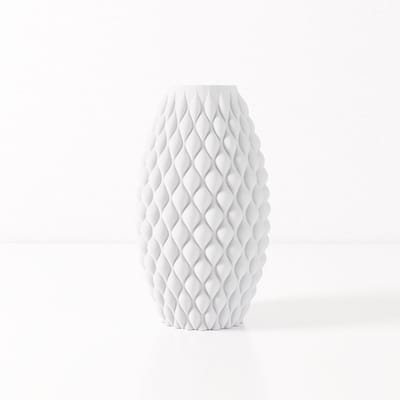 Fleuriek vaas AMELIA - Wit H30 cm - Slanke designvaas met reliëfpatroon - Moderne decoratie voor tafel of dressoir - Bolvormig patroon