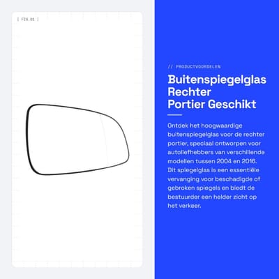 Dailygoods- Buitenspiegelglas Rechter Portier - Compatibel met 2004-2016 - Auto Onderdelen - Vervangingsonderdeel - Hoogwaardige Kwaliteit - Spiegel