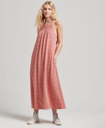Superdry Vintage Long Halter Cami Jurk Roze 2XS Vrouw