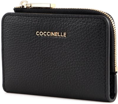 COCCINELLE Leren Kaarthoes Metallic Soft Credit Card Holder Noir Zwart