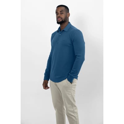 Vercate - Heren Polo Lange Mouw - Strijkvrij Poloshirt - Royal Blue - Blauw - Slim Fit - Excellent Katoen - Maat S