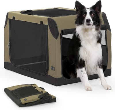 Hondenbench Auto - Reiskrat Puppy - Veilig Transport - Opvouwbaar Lichtgewicht - 91 x 61 x 58 cm - Legergroen