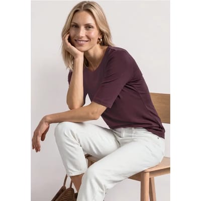 Basic Shirt met ronde hals in Unifarbe