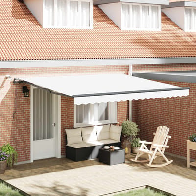 vidaXL - Uitschuifbare - luifel - Wit - 400 - × - 350 - cm - Polyester