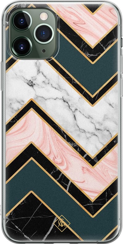 Casimoda® hoesje - Geschikt voor iPhone 11 Pro - Marmer Triangles - Siliconen/TPU telefoonhoesje - Backcover - Marmer - Multi