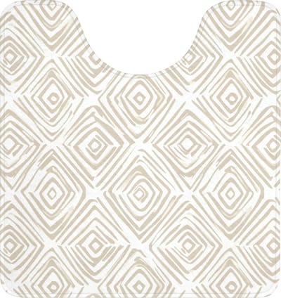 WC mat met uitsparing 55x60 cm - Antislip - Abstract - Ruit - Beige - Toiletmat met uitsnijding - Vloermat - Douchemat - Toilet tapijt - Toiletmatten