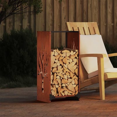 vidaXL - Brandhoutrek - 40x30x80 - cm - weervast - staal