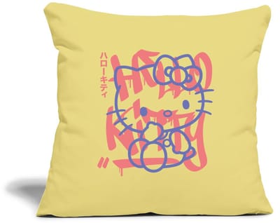 Hello Kitty Met Graffiti-Stijl Lettertype Sierkussenhoes, 45 x 45 cm