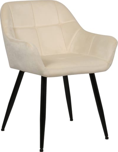 CLP Emia Eetkamerstoel - Met armleuning - Velvet - creme Fluweel