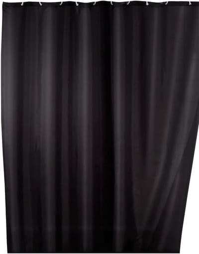 Famanu - Zwart douchegordijn 180x200 cm, textiel, waterafstotend, met 12 ringen