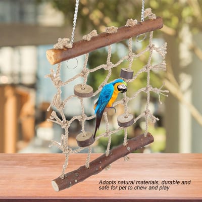 1pc Cage Oiseau Perroquet Jouets Corde de Chanvre Échelle d'Escalade Oiseaux Naturel Intéressant Jouet à Coudre beige