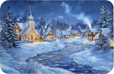 Badmat 60x40 cm - Antislip - Winteravond - Kerstdorp - Donker - Badmatten voor badkamer - Badkamermat - Douchemat - Badkamer mat