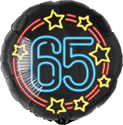 Folieballon - 65 jaar - Neon - 46cm - Zonder vulling