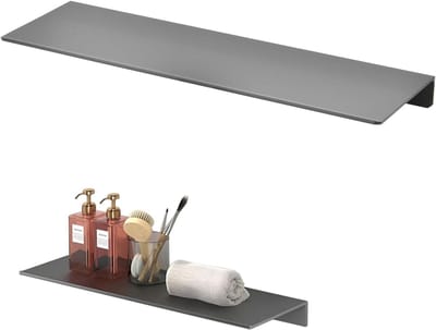 40cm Doucheplank zonder boren, roestvrij aluminium, wandrek met expansieschroeven en lijm, zelfklevende badkamerplanken, multifunctioneel wandrek voor badkamer, keuken en woonkamer