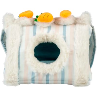 Duvo+ Gestreept triangel huis pluche voor knaagdieren en kleine konijnen S - 20X16X13,5CM