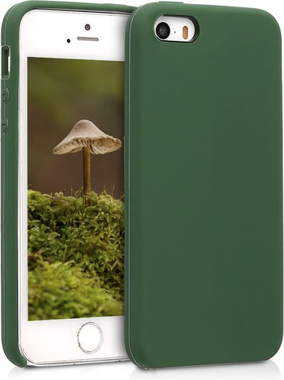 kwmobile telefoonhoesje geschikt voor Apple iPhone SE (1.Gen 2016) / iPhone 5 / iPhone 5S - Hoesje met siliconen coating - Smartphone case in donkergroen