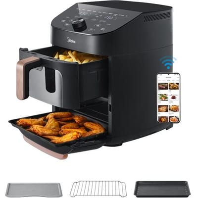 Air fryer MF-CY110A - Heteluchtfriteuse - dubbele stapel - overlappende heteluchtfriteuse - slimme wifi-synchronisatie met Alexa - 11L XL verticaal ruimtebesparend ontwerp - 10-in-1 mandgrillpan - geschikt voor 3 tot 8 personen - 2400 W