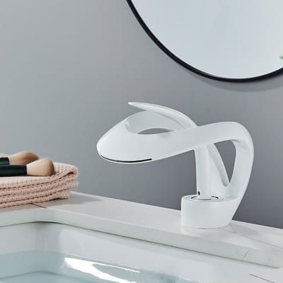 Badkamer kranen, wastafelmenger wit, warm en koud water, wastafelmengers, keramische buismengers gemakkelijk te monteren
