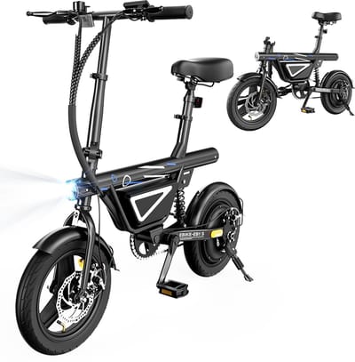 iScooter EB1S E-Bike - 14 inch tubeless luchtbanden - 30km actieradius - 250W motor - 36V 12Ah accu - Schijfremmen voor en achter - Maximumsnelheid 25 km/u - zwart