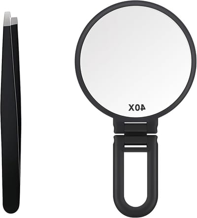 Verstelbare Handspiegel met Vergroting en Pincet, Draagbare Vouwspiegel voor Nauwkeurige Make-up, Ideaal voor Reizen en Dagelijks Gebruik