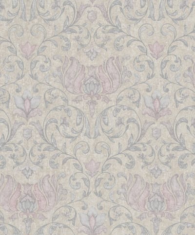 Behang Klassiek Bloemenpatroon – Pastel Roze & Blauw – Romantisch & Elegant – Vliesbehang – Voor Slaapkamer & Hal