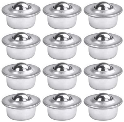 GELLDG 12 Stuks Industriele Kogelwielen - Universele Rolkogels - Zware Last Dragers - 32x21x25mm - Stille Transportoplossing - Geschikt voor Industriële Verplaatsing en Verpakking - Roestvrijstaal - Incl. Gemonteerde Kogellagers