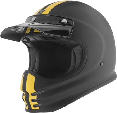 Bogotto V381 Schergo Fiberglass Mat Zwart Geel Motorhelm - Helm