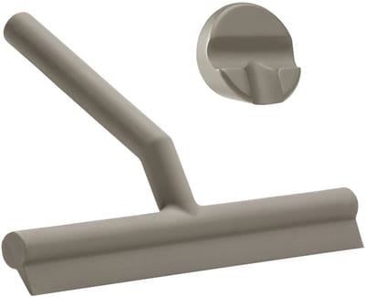 Zone Denmark Solo Douchewisser – Wisser douche met Houder – Zelfklevende Ophanghaak – Trekker douche Silicone – Badkamer Accessoire – Anti-roest Design – Taupe – 21 x 17 x 3,5 cm