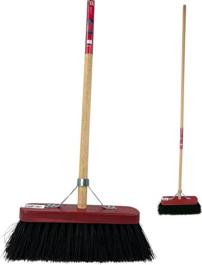 Synx Tools Bezem Colombo StadsBezem 30cm - Rode kap - Natuurvezel haren - Straatbezem haren - Bezems Buiten - Schrobborstels - Buitenbezem steel 150cm