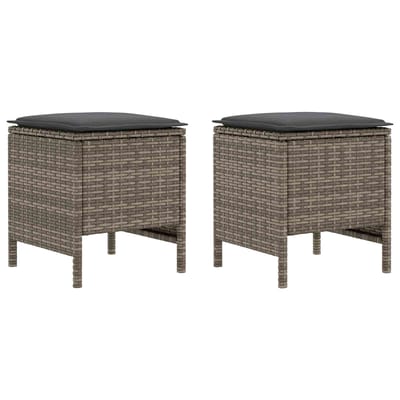 vidaXL - 2 - st - Tuin - Voetenbank - PE - Riet - Grijs - en - Donkergrijs