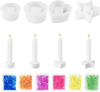 Set van 4 Stervormige Silicone Mallen voor Kaarsen - DIY Kaarsen Maken, Creatieve Kaarsvormen, Handgemaakte Decoratie
