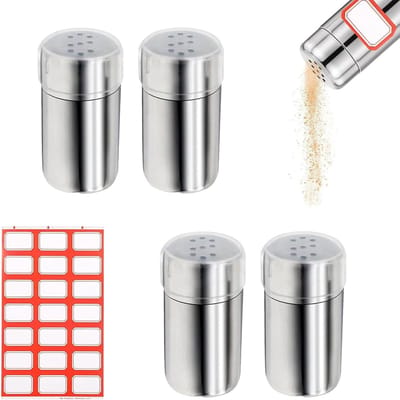 Set van 4 Mini Zoutstrooiers van RVS - Ideaal voor Reizen, Kamperen en Barbecue met Familie en Vrienden