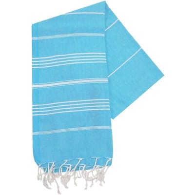 The One Towelling Hamamdoek Turquoise/Wit